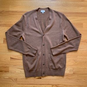 Club Monaco Men’s Tan Heather Wool Cardigan